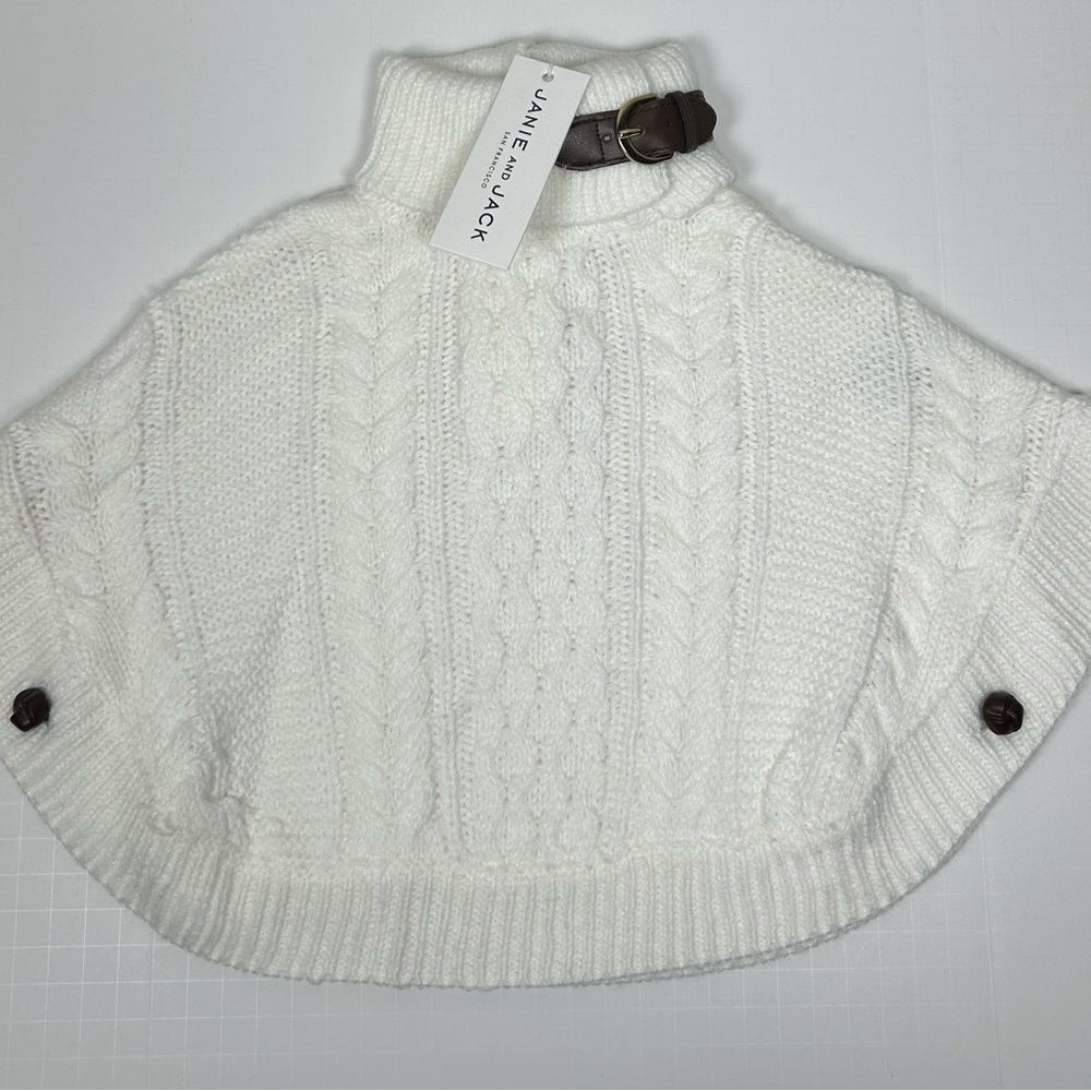 New NWT Janie and Jack White Cable Knit Sweater Poncho
